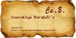 Csereklye Barabás névjegykártya